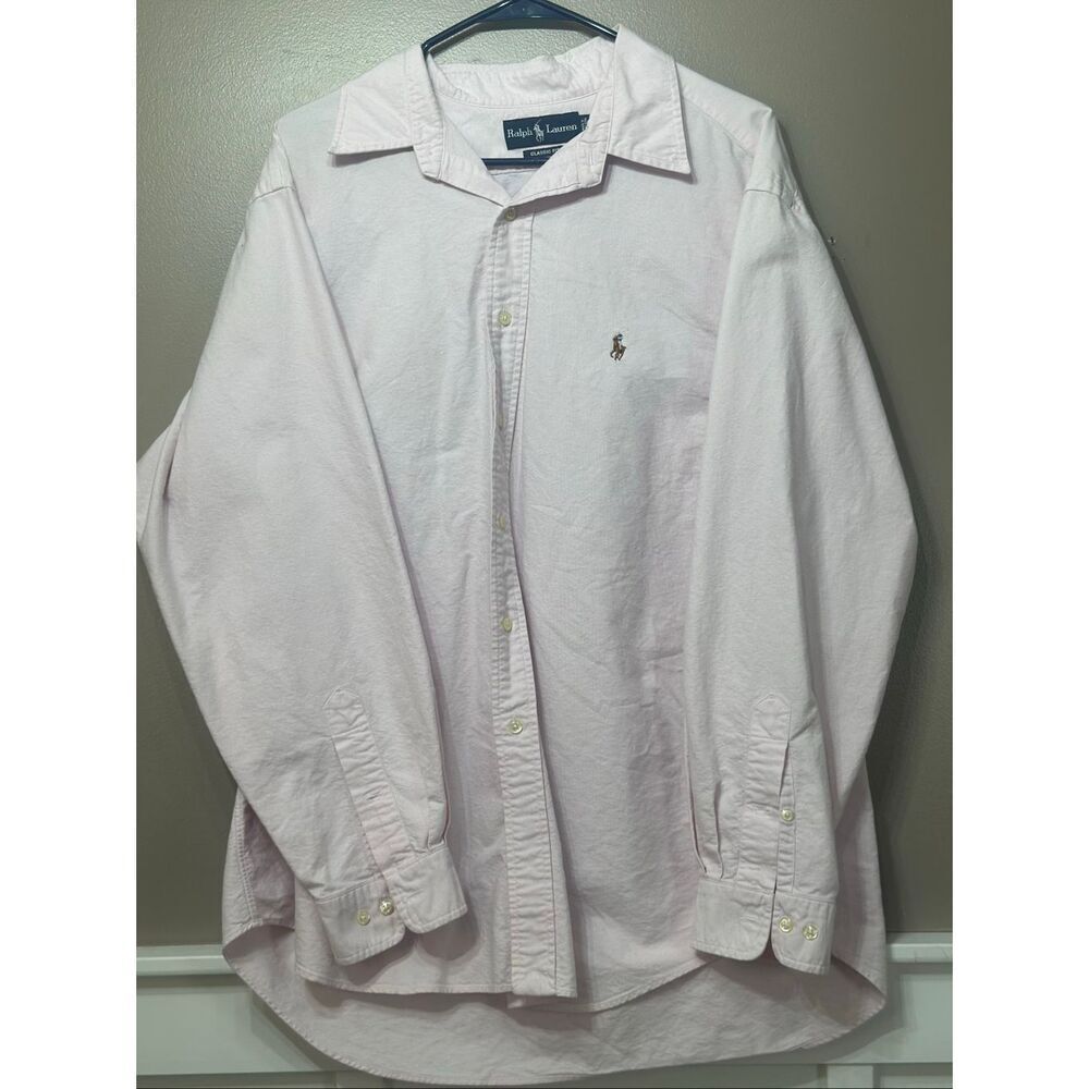 Vintage Ralph Lauren Classic Light Pink Button Up Long Sleeve Shirt Men's - Picture 2 of 11